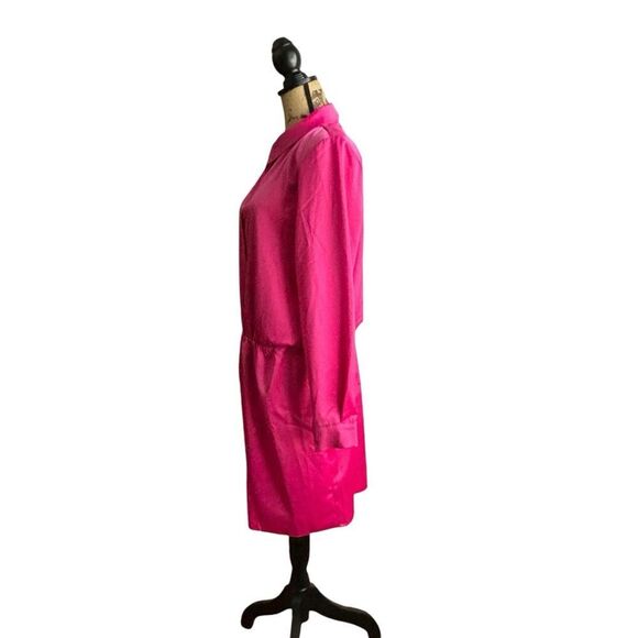 ASOS DESIGN Hot Pink Satin Shirt Dress Shoulder Pads NWOT Size 12  4 0438 - Picture 3 of 11